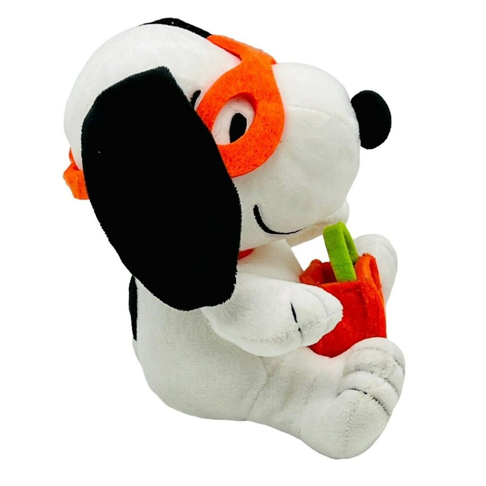 Hallmark Snoopy Halloween Trick or Treat Plush Orange Mask Pumpkin Bag Peanuts - Picture 4 of 8